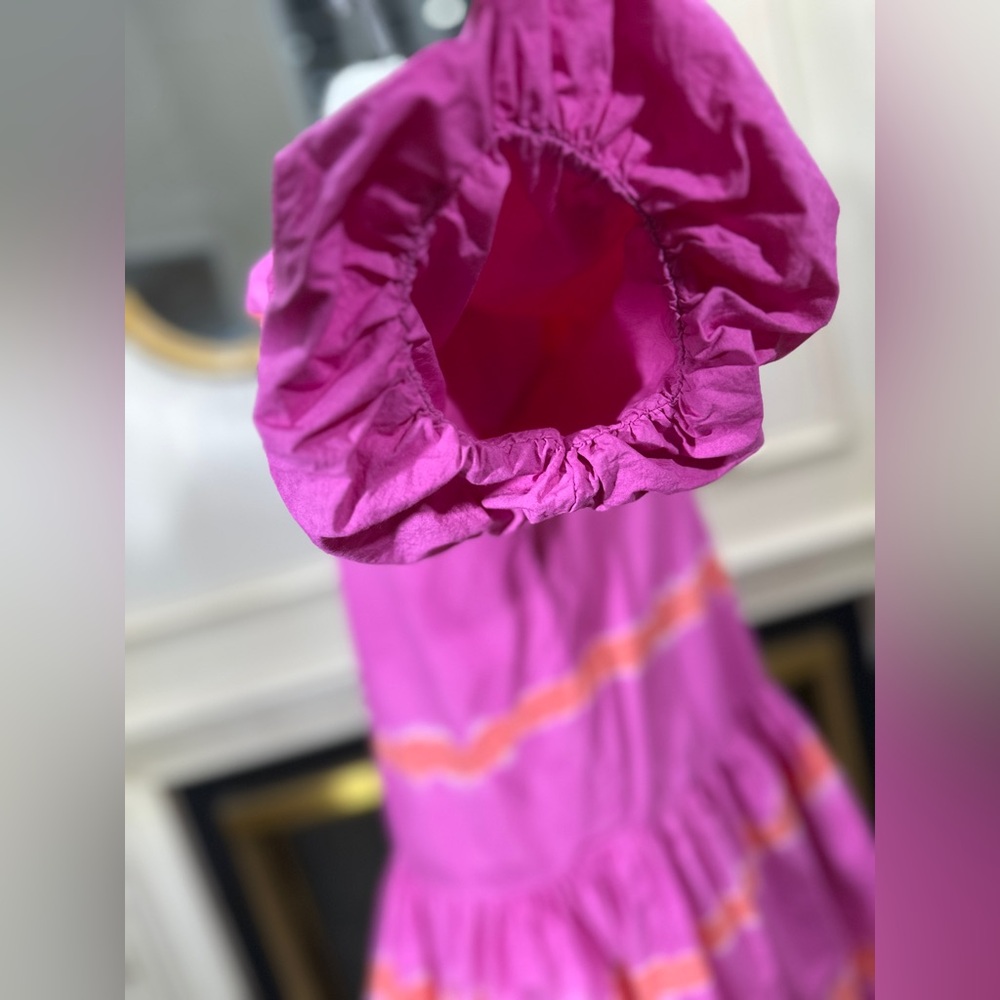 WKND Frock It Balloon Sleeve Shirt Dress Pink Orange Tie Dye - Picture 8 of 12